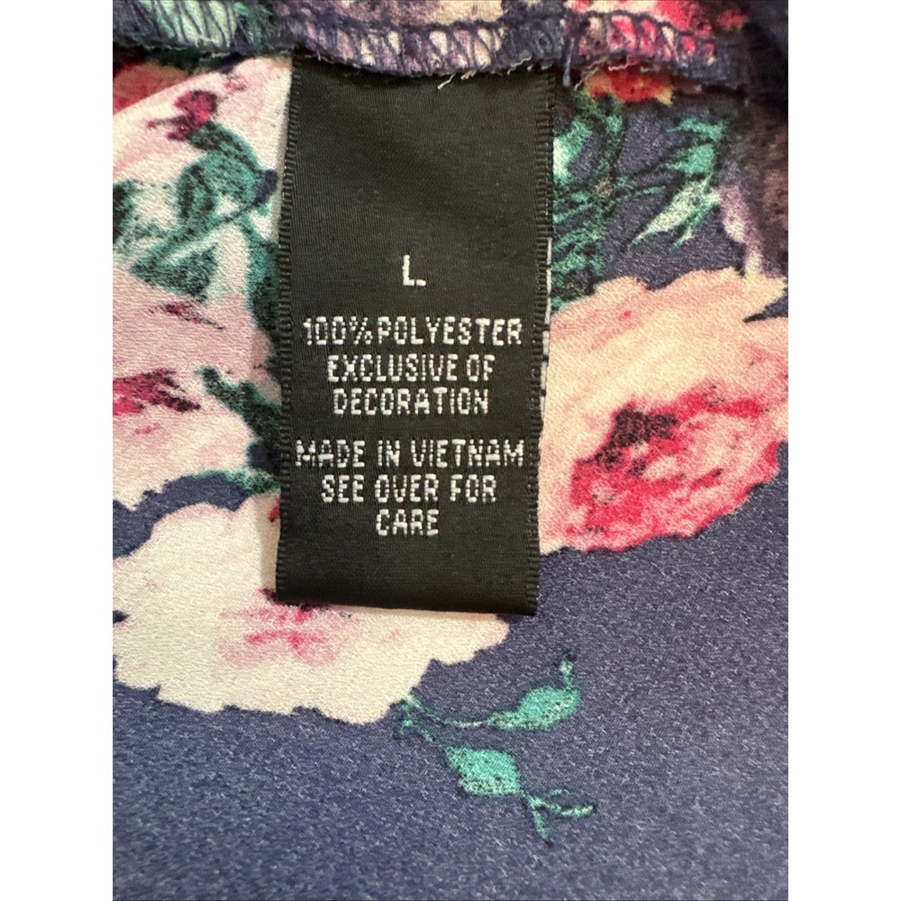 IZ Byer Women's Blouse Off Shoulder 3/4 Sleeve Lace Floral Print Blue Size Large - Picture 5 of 5